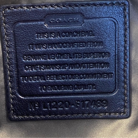 Coach Metallic Blue Pieced East West Duffle Hobo Bag Purse 2 Way Strap - Picture 6 of 9